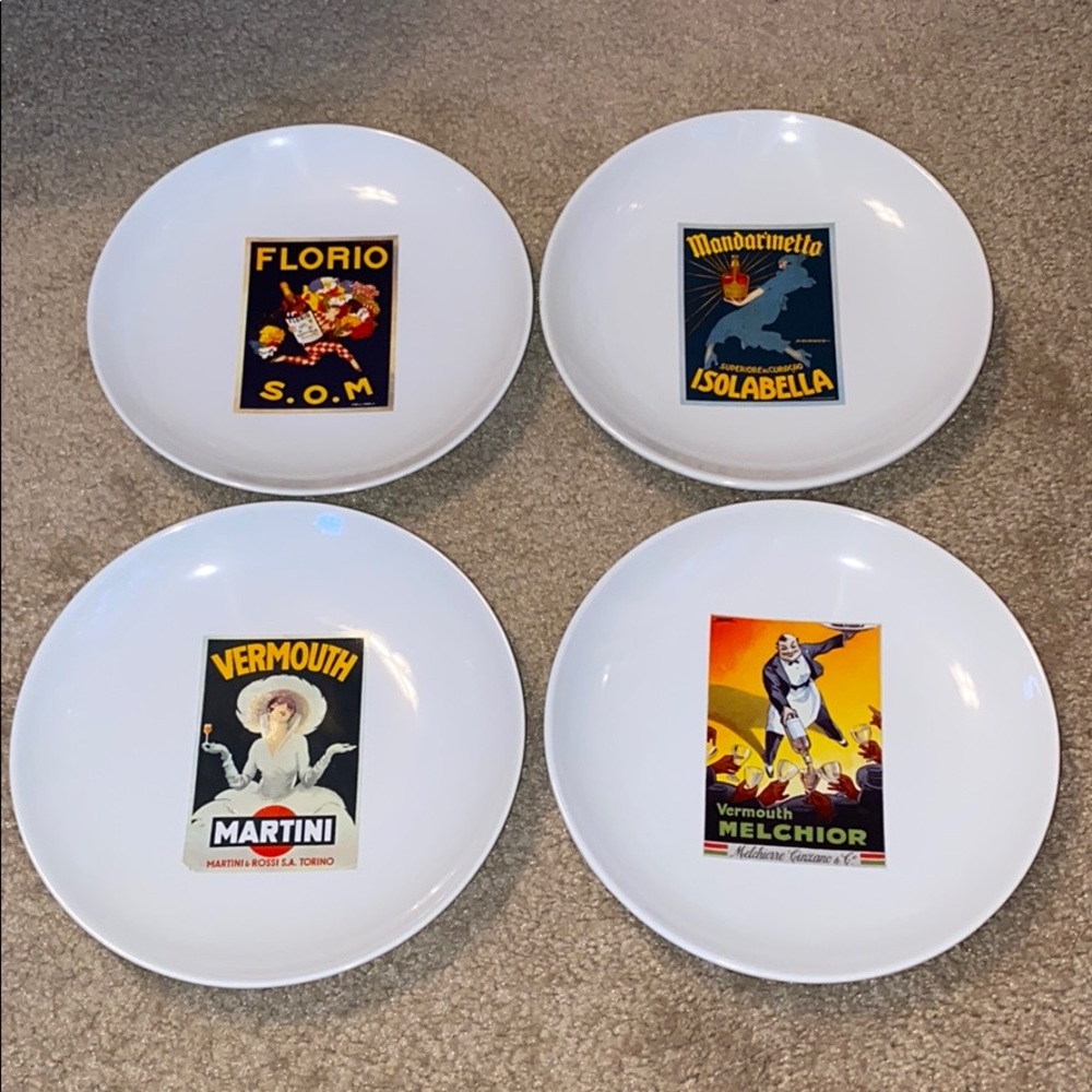 4 Pottery Barn 8” Vintage Cocktail Plates